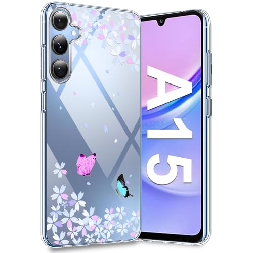 Croazhi Galaxy A15 Handyhülle für Samsung Galaxy A15 5G Hülle, Transparente Dünn Silikon Blumen Muster, Galaxy A15 Handytasche Case 360 Grad Bumper Bunt Stoßfest Schutzhülle für Samsung A15 5G (B) von Croazhi