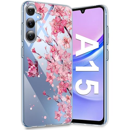 Croazhi Galaxy A15 Handyhülle für Samsung Galaxy A15 5G Hülle, Transparente Dünn Silikon Blumen Muster, Galaxy A15 Handytasche Case 360 Grad Bumper Bunt Stoßfest Schutzhülle für Samsung A15 5G (E) von Croazhi