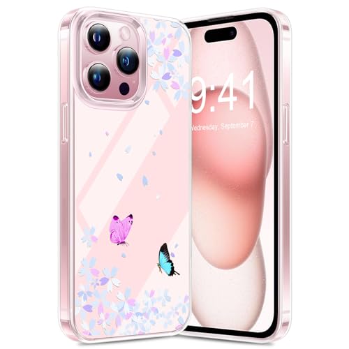 Croazhi Handyhülle Kompatibel mit iPhone 15 Pro Hülle Transparente Dünn Silikon Blumen Muster Schutzhülle für iPhone 15 Pro Bunt TPU Bumper Stoßfest für Apple 15 Pro 6,1 Zoll (B) von Croazhi