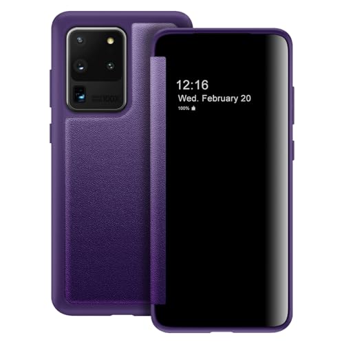 Croazhi Hülle für Samsung Galaxy S20 Ultra Handyhülle S View S20 Ultra Flip Case Stoßfest Kratzfest Tasche Flip Schutzhülle für Samsung S20 Ultra, Durchscheinend View Silikon Bumper Handyhülle (Lila) Croazhi Hülle für Samsung Galaxy S20 Ultra Handyhülle S View S20 Ultra Flip Case Stoßfest Kratzfest Tasche Flip Schutzhülle für Samsung S20 Ultra, Durchscheinend View Silikon Bumper Handyhülle (Lila) von Croazhi