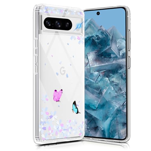 Croazhi Pixel 8 Pro Handyhülle für Google Pixel 8 Pro Hülle, Transparente Dünn Silikon Bunt Blumen Muster, Pixel 8 Pro Handytasche Case 360 Grad Bumper Stoßfest Schutzhülle für Google 8 Pro (B) von Croazhi