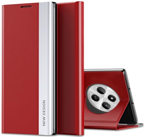 Croazhi Schutzhülle für Xiaomi Redmi 14C Hülle, View Galvanikstreifen Flip Case 360° Full Body Stoßfest Handy Schutzhülle für Xiaomi Redmi 14C 5G Cover Basic (Rot) von Croazhi