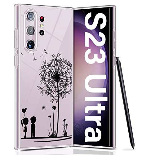 Croazhi Silikonhülle für Samsung Galaxy S23 Ultra Hülle, Clear Slim Crystal Blumen Muster Motiv Handyhülle für Samsung S23 Ultra, Weiß Dünn Transparente Original Stoßfest Hüllen für S23 Ultra Case 5G von Croazhi