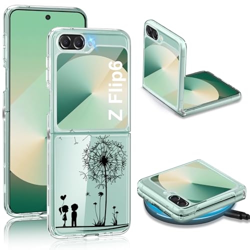 Croazhi Z Flip 6 Handyhülle für Samsung Galaxy Z Flip 6 5G Hülle, Transparente Dünn Silikon Blumen Muster Galaxy Z Flip 6 Schutzhülle, Bumper Bunt Stoßfest Handytasche Case für Samsung Z Flip 6 (A) von Croazhi