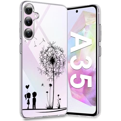 Galaxy A35 5G Handyhülle für Samsung Galaxy A35 5G Hülle, Transparente Dünn Silikon Dandelion Blumen Muster, Galaxy A35 Handytasche Case 360 Grad Bumper Bunt Stoßfest Schutzhülle für Samsung A35 (A) von Croazhi