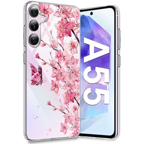 Galaxy A55 5G Handyhülle für Samsung Galaxy A55 5G Hülle, Transparente Dünn Silikon Dandelion Blumen Muster, Galaxy A55 Handytasche Case 360 Grad Bumper Bunt Stoßfest Schutzhülle für Samsung A55 (E) von Croazhi