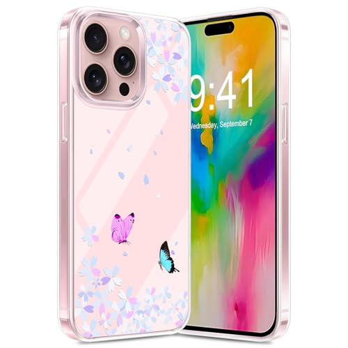 Croazhi Hülle Kompatibel mit iPhone 16 Pro Transparente Dünn Silikon Blumen Muster TPU Bumper Stoßfest Schutzhülle für iPhone 16 Pro 2024 (Bunt) von Croazhi