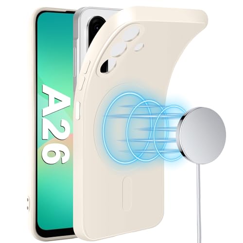 Handyhülle für Samsung Galaxy A26 Hülle mit Magnetische für Mag-safe Weiche Silikon Galaxy A26 5G Handytasche Case inner Microfiber Futter Stoßfeste Schutzhülle für Samsung Galaxy A26 Handy (Weiß) von Croazhi