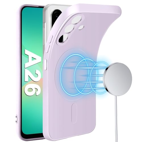 Handyhülle für Samsung Galaxy A26 Hülle mit Magnetische für Mag-safe Weiche Silikon Galaxy A26 5G Handytasche Case inner Microfiber Futter Stoßfeste Schutzhülle für Samsung Galaxy A26 Handy (Lila) von Croazhi