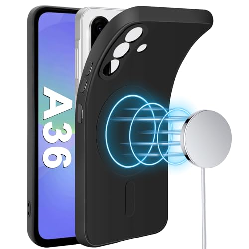 Handyhülle für Samsung Galaxy A36 Hülle mit Magnetische für Mag-safe Weiche Silikon Galaxy A36 5G Handytasche Case inner Microfiber Futter Stoßfeste Schutzhülle für Samsung Galaxy A36 Handy (Schwarz) von Croazhi