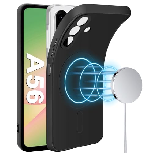 Handyhülle für Samsung Galaxy A56 Hülle mit Magnetische für Mag-safe Weiche Silikon Galaxy A56 5G Handytasche Case inner Microfiber Futter Stoßfeste Schutzhülle für Samsung Galaxy A56 Handy (Schwarz) von Croazhi