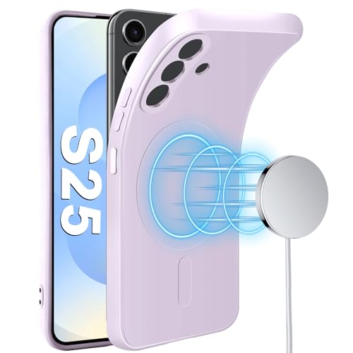 Handyhülle für Samsung Galaxy S25 Hülle mit Magnetische [für Mag-Safe] Weiche Silikon Galaxy S25 5G Handytasche Case Microfiber Futter Stoßfeste Schutzhülle für Samsung Galaxy S25 Handy (Lila) von Croazhi