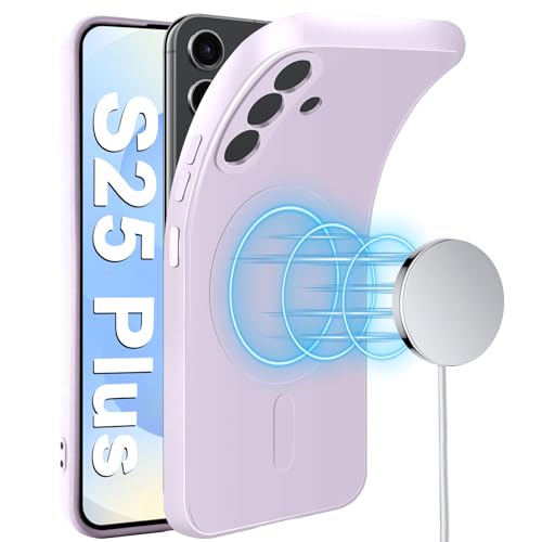 Handyhülle für Samsung Galaxy S25 Plus Hülle mit Magnetische [für Mag-Safe] Weiche Silikon S25 Plus Handytasche Case Microfiber Futter Stoßfeste Schutzhülle für Samsung Galaxy S25 Plus Handy (Lila) von Croazhi