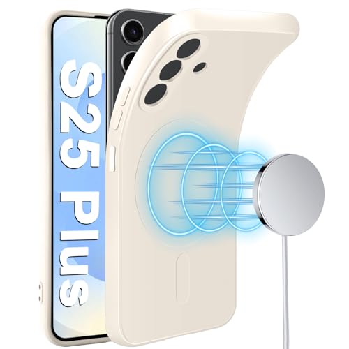Handyhülle für Samsung Galaxy S25 Plus Hülle mit Magnetische [für Mag-Safe] Weiche Silikon S25 Plus Handytasche Case Microfiber Futter Stoßfeste Schutzhülle für Samsung Galaxy S25 Plus Handy (Weiß) von Croazhi