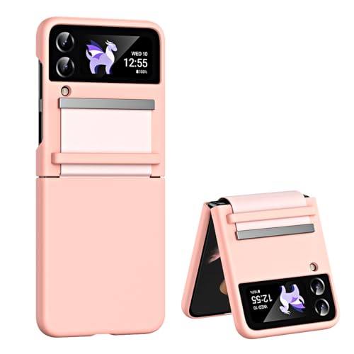 Handyhülle für Samsung Galaxy Z Flip 3 5G Hülle, Ultra Dünn Folable Matt PC Flip 3 Handy Tasche Case mit vegan Leather Strap Scharnierschutz Stoßfeste Schutzhülle für Samsung Galaxy Z Flip3 (Rosa) von Croazhi
