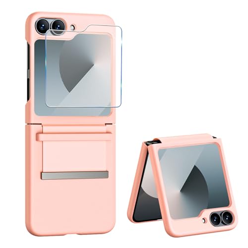 Handyhülle für Samsung Galaxy Z Flip 6 Hülle mit Schutzfolie, Dünn Folable Matt PC Flip 6 Handy Tasche Case mit vegan Leather Strap Scharnierschutz Stoßfeste Schutzhülle für Samsung Z Flip6 (Rosa) Handyhülle für Samsung Galaxy Z Flip 6 Hülle mit Schutzfolie, Dünn Folable Matt PC Flip 6 Handy Tasche Case mit vegan Leather Strap Scharnierschutz Stoßfeste Schutzhülle für Samsung Z Flip6 (Rosa) von Croazhi