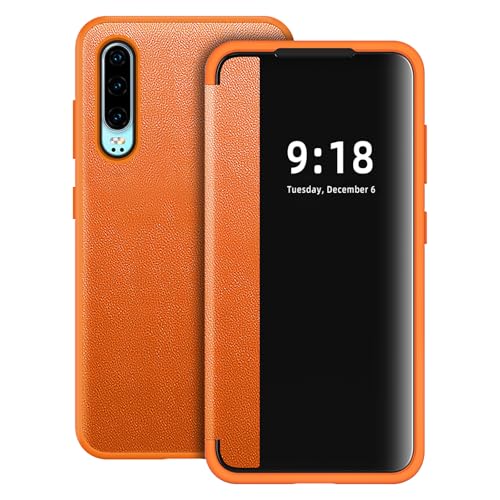 Hülle für Huawei P30 Handyhülle S View P30 Flip Case Stoßfest Kratzfest Tasche Flip Schutzhülle für Huawei P30, Luxus Extra-Dünn Durchscheinend View Silikon Bumper Smartphone Handyhülle (Orange) Hülle für Huawei P30 Handyhülle S View P30 Flip Case Stoßfest Kratzfest Tasche Flip Schutzhülle für Huawei P30, Luxus Extra-Dünn Durchscheinend View Silikon Bumper Smartphone Handyhülle (Orange) von Croazhi
