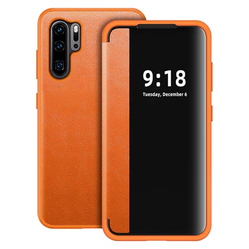Hülle für Huawei P30 Pro Handyhülle S View P30 Pro Flip Case Stoßfest Kratzfest Tasche Flip Schutzhülle für Huawei P30 Pro, Dünn Durchscheinend View Silikon Bumper Smartphone Handyhülle (Orange) Hülle für Huawei P30 Pro Handyhülle S View P30 Pro Flip Case Stoßfest Kratzfest Tasche Flip Schutzhülle für Huawei P30 Pro, Dünn Durchscheinend View Silikon Bumper Smartphone Handyhülle (Orange) von Croazhi