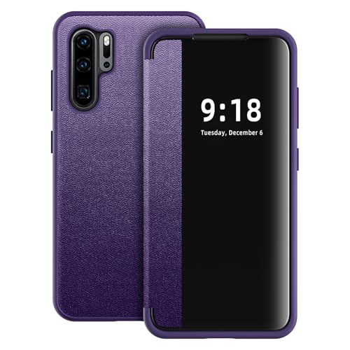 Hülle für Huawei P30 Pro Handyhülle S View P30 Pro Flip Case Stoßfest Kratzfest Tasche Flip Schutzhülle für Huawei P30 Pro, Dünn Durchscheinend View Silikon Bumper Smartphone Handyhülle (Lila) Hülle für Huawei P30 Pro Handyhülle S View P30 Pro Flip Case Stoßfest Kratzfest Tasche Flip Schutzhülle für Huawei P30 Pro, Dünn Durchscheinend View Silikon Bumper Smartphone Handyhülle (Lila) von Croazhi