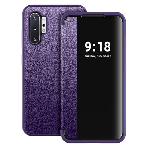 Hülle für Samsung Galaxy Note 10 Plus Handyhülle S View Note 10+ Flip Case Stoßfest Kratzfest Tasche Flip Schutzhülle für Samsung Note 10 Plus, Durchscheinend View Silikon Bumper Handyhülle (Lila) Hülle für Samsung Galaxy Note 10 Plus Handyhülle S View Note 10+ Flip Case Stoßfest Kratzfest Tasche Flip Schutzhülle für Samsung Note 10 Plus, Durchscheinend View Silikon Bumper Handyhülle (Lila) von Croazhi