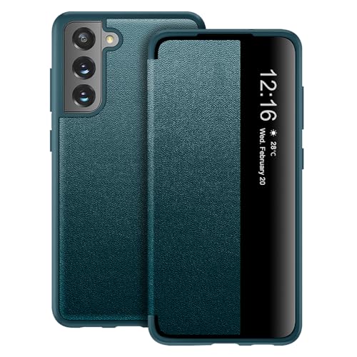 Hülle für Samsung Galaxy S21 Fe Handyhülle S View S21 Fe Flip Case Stoßfest Kratzfest Tasche Flip Schutzhülle für Samsung S21 Fe, Extra-Dünn Durchscheinend View Silikon Bumper Handyhülle (Grün) Hülle für Samsung Galaxy S21 Fe Handyhülle S View S21 Fe Flip Case Stoßfest Kratzfest Tasche Flip Schutzhülle für Samsung S21 Fe, Extra-Dünn Durchscheinend View Silikon Bumper Handyhülle (Grün) von Croazhi