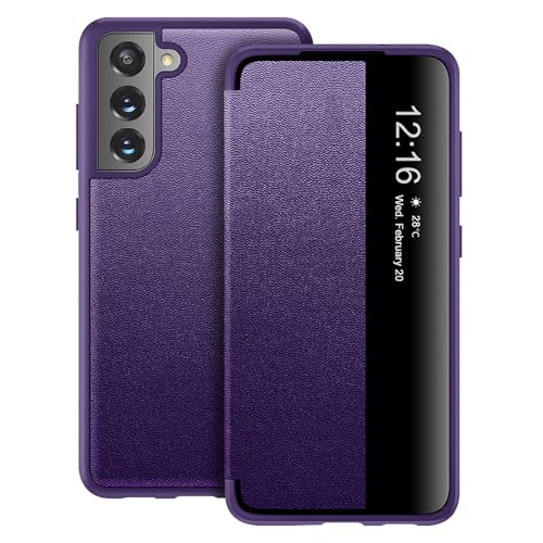 Hülle für Samsung Galaxy S22 Plus Handyhülle S View Galaxy S22+ Plus Flip Case Stoßfest Kratzfest Tasche Flip Schutzhülle für Samsung S22 Plus, Durchscheinend View Silikon Bumper Handyhülle (Lila) Hülle für Samsung Galaxy S22 Plus Handyhülle S View Galaxy S22+ Plus Flip Case Stoßfest Kratzfest Tasche Flip Schutzhülle für Samsung S22 Plus, Durchscheinend View Silikon Bumper Handyhülle (Lila) von Croazhi
