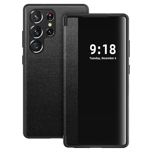 Hülle für Samsung Galaxy S23 Ultra Handyhülle S View S23 Ultra Flip Case Stoßfest Kratzfest Tasche Flip Schutzhülle für Samsung S23 Ultra, Durchscheinend View Silikon Bumper Handyhülle (Schwarz) Hülle für Samsung Galaxy S23 Ultra Handyhülle S View S23 Ultra Flip Case Stoßfest Kratzfest Tasche Flip Schutzhülle für Samsung S23 Ultra, Durchscheinend View Silikon Bumper Handyhülle (Schwarz) von Croazhi