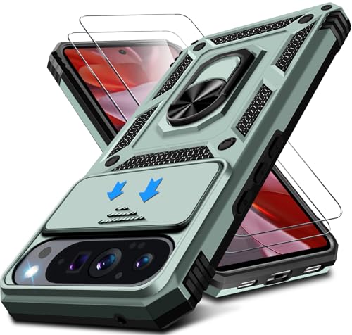 Kameraschutz Handyhülle für Google Pixel 9 Pro XL Hülle mit Displayschutz*2 pcs, 360 Magnet Metall Ring Pixel 9 Pro XL Handytasche Case Militär Stoßfest Schutzhülle für Google Pixel 9 Pro XL (Grün) Kameraschutz Handyhülle für Google Pixel 9 Pro XL Hülle mit Displayschutz*2 pcs, 360 Magnet Metall Ring Pixel 9 Pro XL Handytasche Case Militär Stoßfest Schutzhülle für Google Pixel 9 Pro XL (Grün) von Croazhi