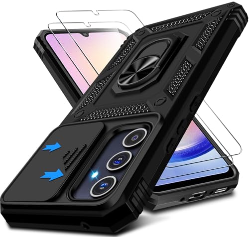 Kameraschutz Handyhülle für Samsung Galaxy A25 Hülle mit Displayschutz*2 pcs, 360 Grad Magnet Metall Ring Halter Galaxy A25 5G Handy Tasche Case Militär Stoßfest Schutzhülle für Samsung A25 (Schwarz) Kameraschutz Handyhülle für Samsung Galaxy A25 Hülle mit Displayschutz*2 pcs, 360 Grad Magnet Metall Ring Halter Galaxy A25 5G Handy Tasche Case Militär Stoßfest Schutzhülle für Samsung A25 (Schwarz) von Croazhi