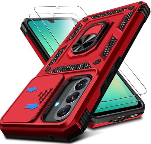 Kameraschutz Handyhülle für Samsung Galaxy A26 Hülle mit Schutzfolie*2, 360 Grad Magnet Metall Ring Halter Galaxy A26 Handytasche Case Militär Stoßfest Schutzhülle für Samsung Galaxy A26 5G (Rot) Kameraschutz Handyhülle für Samsung Galaxy A26 Hülle mit Schutzfolie*2, 360 Grad Magnet Metall Ring Halter Galaxy A26 Handytasche Case Militär Stoßfest Schutzhülle für Samsung Galaxy A26 5G (Rot) von Croazhi