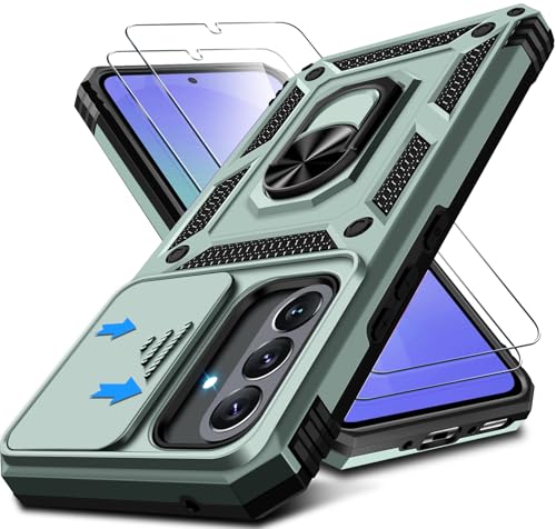 Kameraschutz Handyhülle für Samsung Galaxy A36 Hülle mit Schutzfolie*2, 360 Grad Magnet Metall Ring Halter Galaxy A36 Handytasche Case Militär Stoßfest Schutzhülle für Samsung Galaxy A36 (Grün) von Croazhi