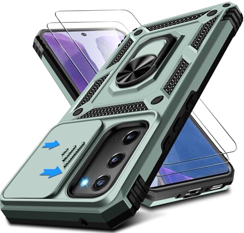 Kameraschutz Handyhülle für Samsung Galaxy Note 20 Hülle mit Displayschutz, 360 Grad Magnet Metall Ring Halter Galaxy Note 20 Handytasche Case Stoßfest Schutzhülle für Samsung Note 20 5G (Grün) Kameraschutz Handyhülle für Samsung Galaxy Note 20 Hülle mit Displayschutz, 360 Grad Magnet Metall Ring Halter Galaxy Note 20 Handytasche Case Stoßfest Schutzhülle für Samsung Note 20 5G (Grün) von Croazhi