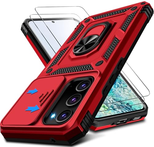 Kameraschutz Handyhülle für Samsung Galaxy S20 Hülle mit Displayschutz*2 pcs, 360 Grad Magnet Metall Ring Halter Galaxy S20 5G Tasche Case Militär Stoßfest Schutzhülle für Samsung S20 Handy (Rot) von Croazhi