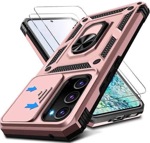 Kameraschutz Handyhülle für Samsung Galaxy S20 Hülle mit Displayschutz*2 pcs, 360 Grad Magnet Metall Ring Halter Galaxy S20 5G Tasche Case Militär Stoßfest Schutzhülle für Samsung S20 Handy (Rosa) von Croazhi