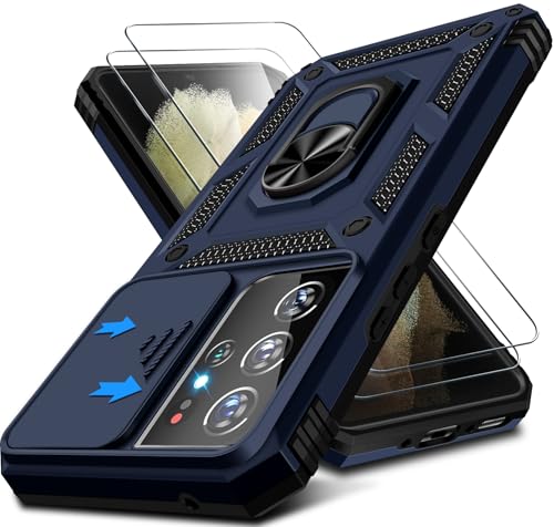 Kameraschutz Handyhülle für Samsung Galaxy S21 Ultra Hülle mit Displayschutz, 360 Grad Magnet Metall Ring Halter Galaxy S21 Ultra Tasche Case Stoßfest Schutzhülle für Samsung S21 Ultra Handy (Blau) Kameraschutz Handyhülle für Samsung Galaxy S21 Ultra Hülle mit Displayschutz, 360 Grad Magnet Metall Ring Halter Galaxy S21 Ultra Tasche Case Stoßfest Schutzhülle für Samsung S21 Ultra Handy (Blau) von Croazhi