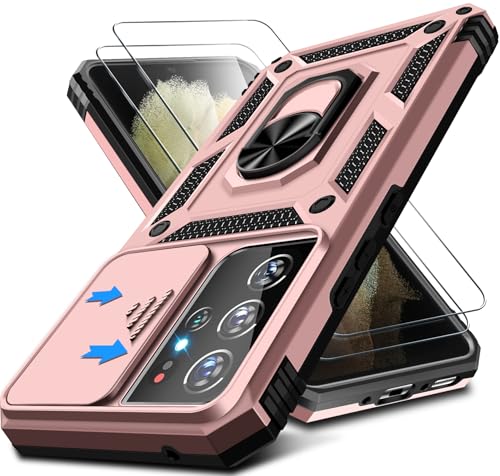 Kameraschutz Handyhülle für Samsung Galaxy S21 Ultra Hülle mit Displayschutz, 360 Grad Magnet Metall Ring Halter Galaxy S21 Ultra Tasche Case Stoßfest Schutzhülle für Samsung S21 Ultra Handy (Rosa) Kameraschutz Handyhülle für Samsung Galaxy S21 Ultra Hülle mit Displayschutz, 360 Grad Magnet Metall Ring Halter Galaxy S21 Ultra Tasche Case Stoßfest Schutzhülle für Samsung S21 Ultra Handy (Rosa) von Croazhi