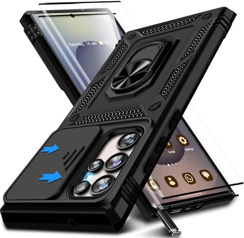 Kameraschutz Handyhülle für Samsung Galaxy S25 Ultra Hülle mit schutzfolie*2, 360 Grad Magnet Metall Ring Halter S25 Ultra Handytasche Case Militär Stoßfest Schutzhülle für Samsung S25 Ultra (Schwarz) Kameraschutz Handyhülle für Samsung Galaxy S25 Ultra Hülle mit schutzfolie*2, 360 Grad Magnet Metall Ring Halter S25 Ultra Handytasche Case Militär Stoßfest Schutzhülle für Samsung S25 Ultra (Schwarz) von Croazhi