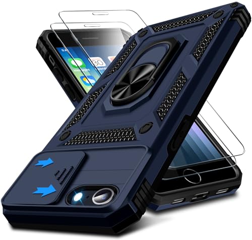 Kameraschutz Handyhülle für iPhone SE 2022/2020 für iPhone 8/7 Hülle mit Schutzfolie*2, 360 Grad Magnet Ring Halter Handytasche Case Militär Stoßfest Schutzhülle für iPhone SE/8/7 4,7 Zoll (Blau) Kameraschutz Handyhülle für iPhone SE 2022/2020 für iPhone 8/7 Hülle mit Schutzfolie*2, 360 Grad Magnet Ring Halter Handytasche Case Militär Stoßfest Schutzhülle für iPhone SE/8/7 4,7 Zoll (Blau) von Croazhi