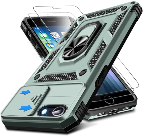Kameraschutz Handyhülle für iPhone SE 2022/2020 für iPhone 8/7 Hülle mit Schutzfolie*2, 360 Grad Magnet Ring Halter Handytasche Case Militär Stoßfest Schutzhülle für iPhone SE/8/7 4,7 Zoll (Grün) Kameraschutz Handyhülle für iPhone SE 2022/2020 für iPhone 8/7 Hülle mit Schutzfolie*2, 360 Grad Magnet Ring Halter Handytasche Case Militär Stoßfest Schutzhülle für iPhone SE/8/7 4,7 Zoll (Grün) von Croazhi