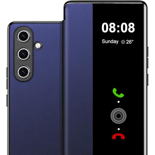 Klapphülle für Samsung Galaxy A26 Hülle S View, Clear View Folio PU Leder Hard PC für Samsung A26 Hülle, Luxus Anti-Scratch Flip Cover Handyhülle für Samsung Galaxy A26 5G Smartphone (Blau) von Croazhi