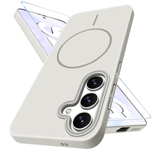 Magnetic Case für Samsung Galaxy S25 Hülle mit Schutzfolie Kompatibel mit Mag-Safe Fester Griff rutschfest Schlank Robuste Galaxy S25 Zubehör Stoßfeste Kratzfest Handyhülle für Samsung S25 (Peak Rock) von Croazhi