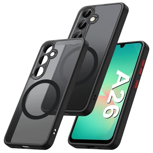 Magnetische Handyhülle für Samsung Galaxy A26 5G Hülle mit Samsung A26 Schutzfolie Mit Mag-safe, Matt Hart Galaxy A26 Handytasche Case Magnet Stoßfeste Schutzhülle für Samsung A26 5G Handy (Schwarz) von Croazhi