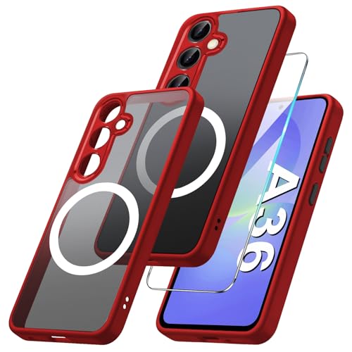 Magnetische Handyhülle für Samsung Galaxy A36 5G Hülle mit Samsung A36 Schutzfolie Mit Mag-safe, Matt Hart Galaxy A36 Handytasche Case Magnet Stoßfeste Schutzhülle für Samsung A36 5G Handy (Rot) Magnetische Handyhülle für Samsung Galaxy A36 5G Hülle mit Samsung A36 Schutzfolie Mit Mag-safe, Matt Hart Galaxy A36 Handytasche Case Magnet Stoßfeste Schutzhülle für Samsung A36 5G Handy (Rot) von Croazhi