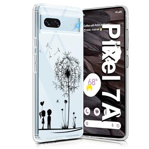 Pixel 7A Handyhülle für Google Pixel 7A Hülle, Transparente Dünn Silikon Dandelion Blumen Muster, Pixel 7A Handytasche Case 360 Grad Bumper Bunt Stoßfest Schutzhülle für Google Pixel 7A (A) von Croazhi