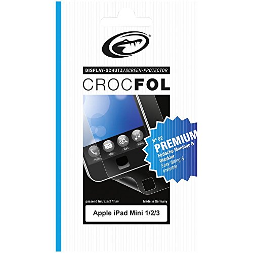 CROCFOL PREMIUM 5K HD Schutzfolie für das Apple iPad Mini 2 / Mini 3 (Retina). Ultraklar und praktisch unsichtbar. ANTIBAKTERIELL (LOTUS EFFEKT) und KRATZFEST (HARD COATING). 3D Touch Folie für das Original Apple iPad Mini 2 / Mini 3 (Retina). Hergestellt in Deutschland. von Crocfol
