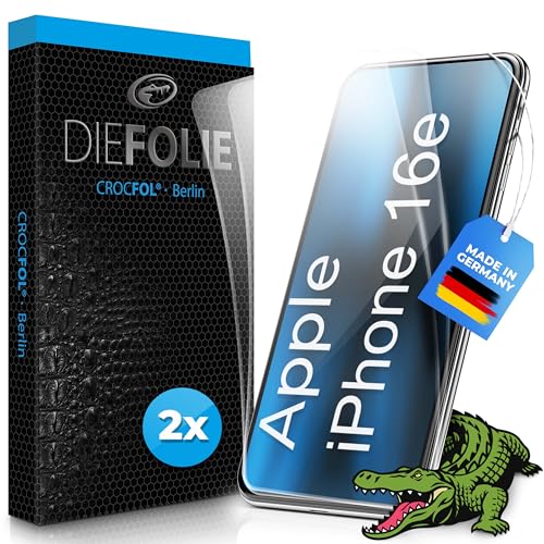 Crocfol DIEFOLIE für Apple IPhone 16e - [2 St.] selbstheilende Premium Langzeit Schutzfolie Made in Germany (Case-Friendly mit Veredelung) von Crocfol