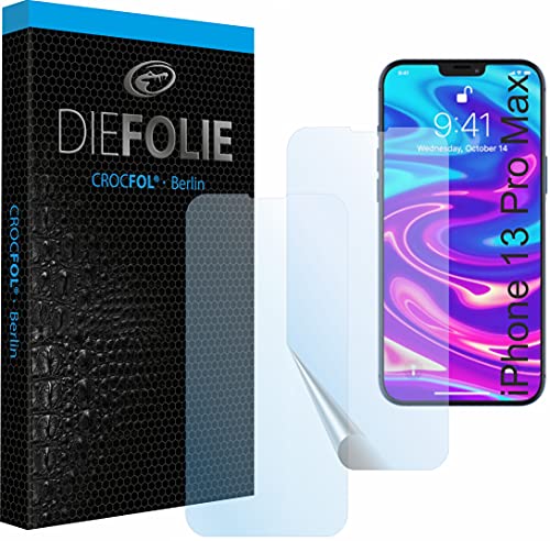 Crocfol Schutzfolie vom Testsieger [2 St.] kompatibel mit Apple IPhone 13 Pro Max - selbstheilende Premium 5D Langzeit-Panzerfolie (Case-Friendly) von Crocfol