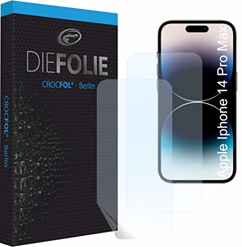 Crocfol Schutzfolie vom Testsieger [2 St.] kompatibel mit Apple Iphone 14 Pro Max - selbstheilende Premium 5D Langzeit-Panzerfolie (Case-Friendly) von Crocfol