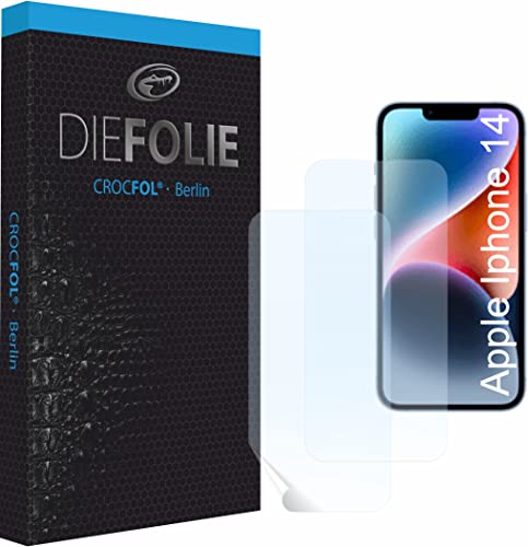 Crocfol Schutzfolie vom Testsieger [2 St.] kompatibel mit Apple Iphone 14- selbstheilende Premium 5D Langzeit-Panzerfolie (Case-Friendly mit Veredelung) von Crocfol