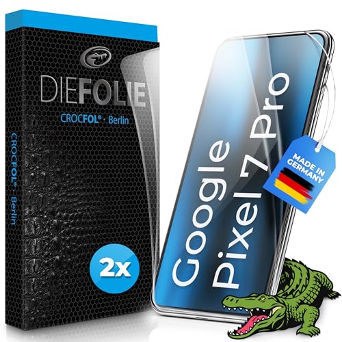 Crocfol für Google Pixel 7 Pro - [2 St.] Schutzfolie vom Testsieger - selbstheilende Premium 5D Langzeit-Premium Schutzfolie von Crocfol